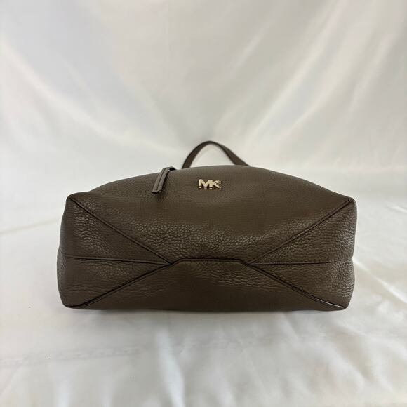 Michael Kors Junie Large Pebbled Leather Messenger Green Taupe Shoulder Bag - Picture 8 of 14